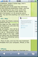 Clipping to Evernote from iPhone Safari Browser