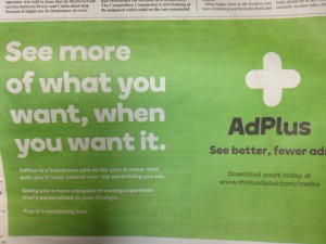 Adverts used to Publicise AdPlus Service