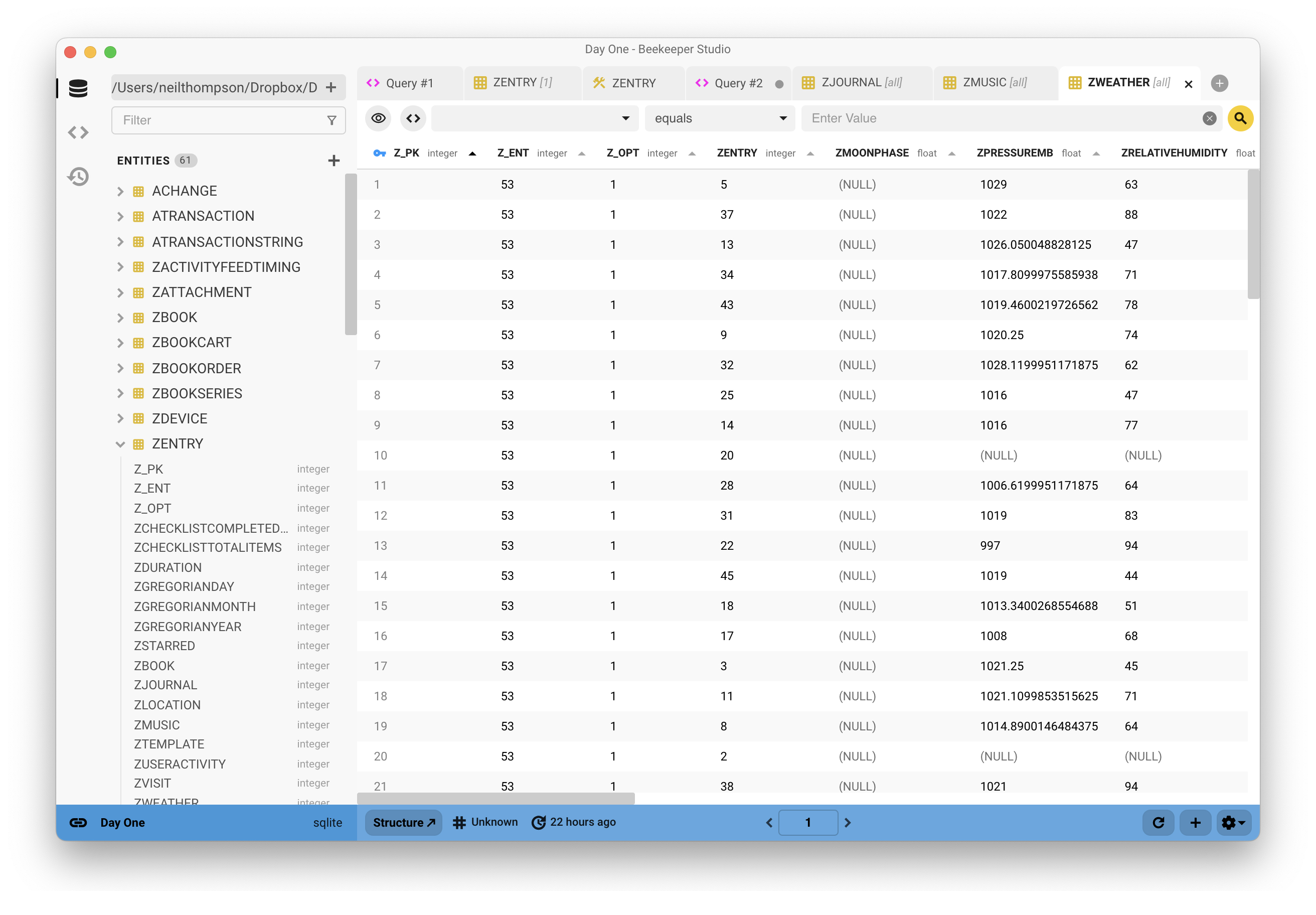 Querying the Day One Database